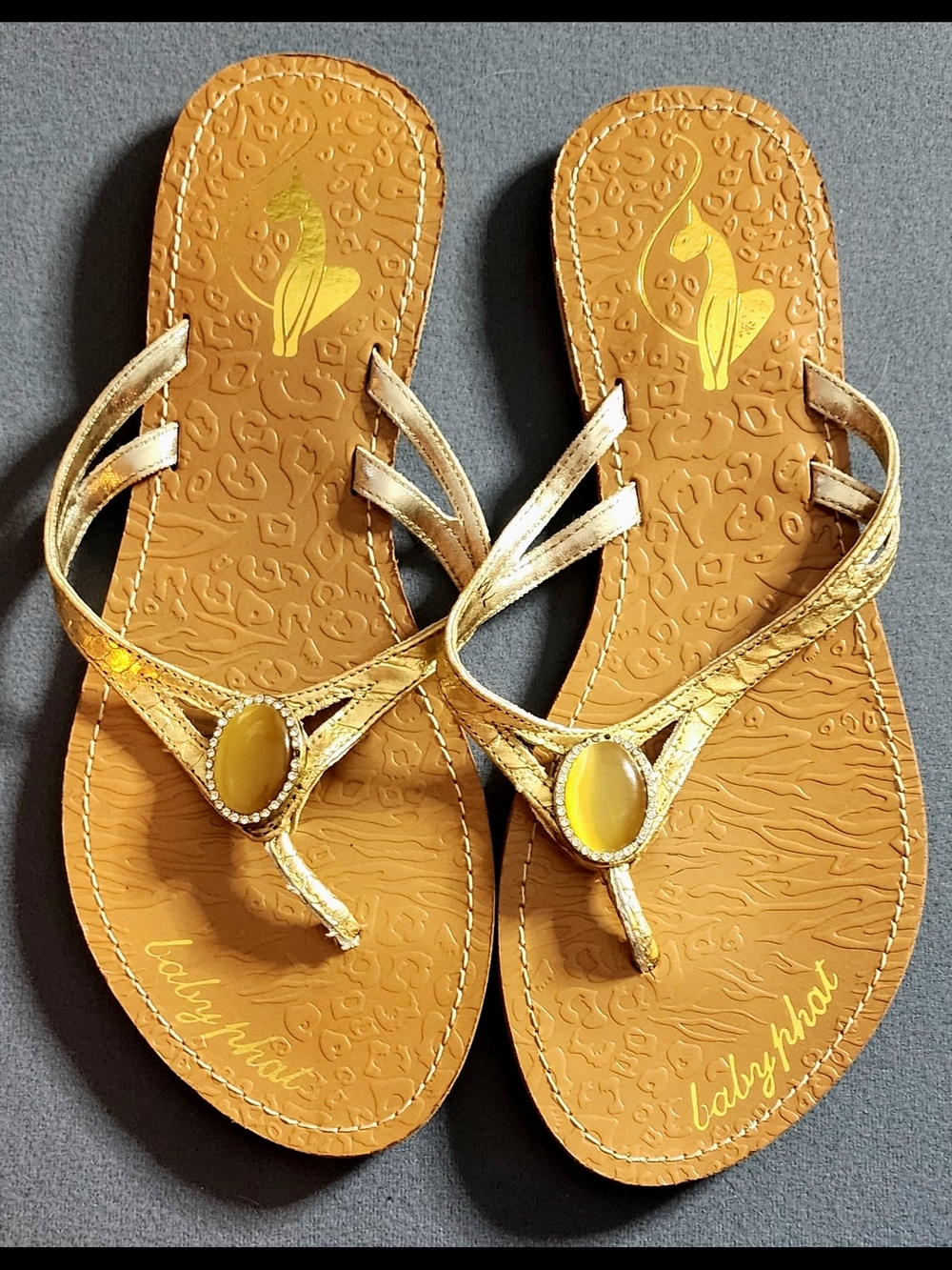Baby Phat Gold Thong Sandals Womens Size 7M